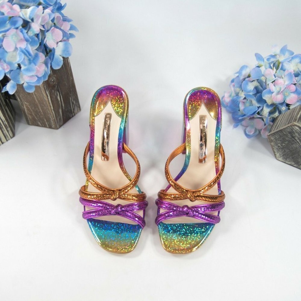 Sophia Webster Freya Rainbow Leather Mid Mules - Picture 7 of 8